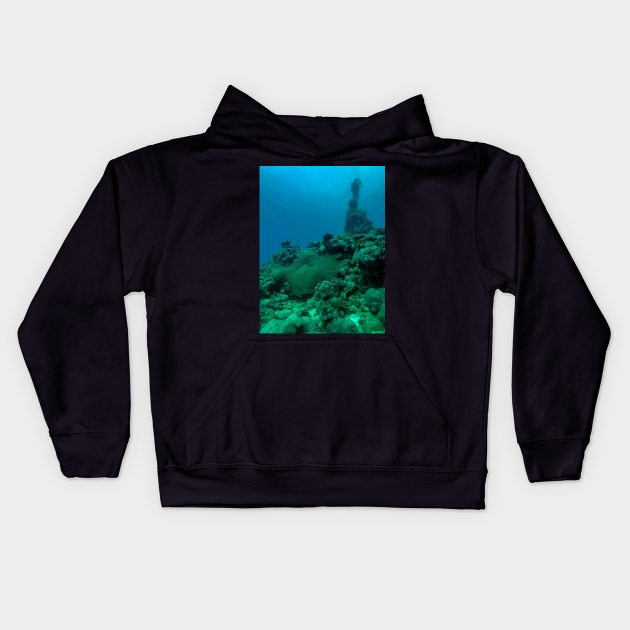 Coral reef and scuba diver Kids Hoodie by likbatonboot